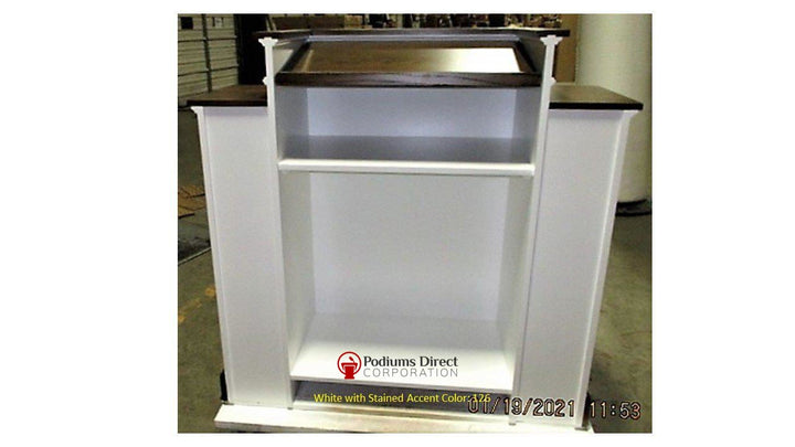 Church Wood Pulpit Wing NO 810W-Back View Stain 126-Church Solid Wood Pulpits, Podiums and Lecterns-Podiums Direct