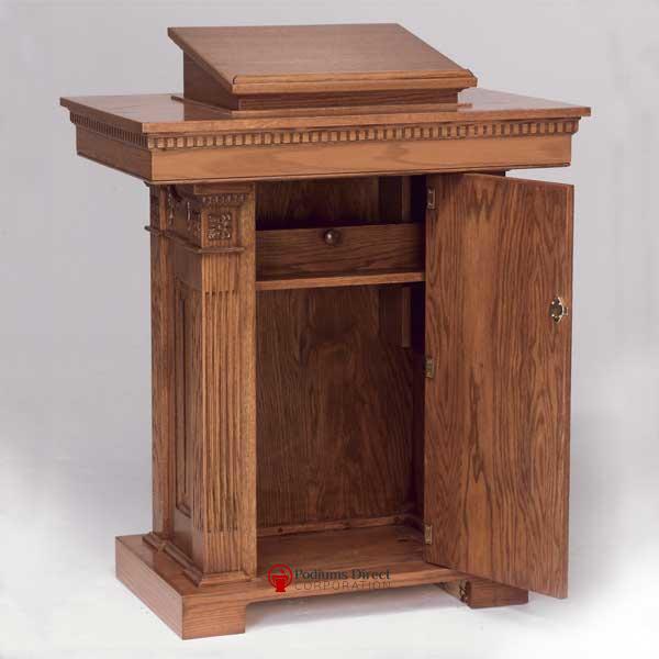 Church Wood Pulpit Pedestal NO 8201-Back View-Church Solid Wood Pulpits, Podiums and Lecterns-Podiums Direct