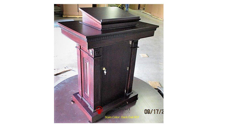 Church Wood Pulpit Pedestal NO 8201-Angle View-Church Solid Wood Pulpits, Podiums and Lecterns-Podiums Direct