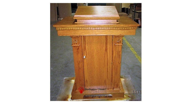Church Wood Pulpit Pedestal NO 8201-Back View LO-Church Solid Wood Pulpits, Podiums and Lecterns-Podiums Direct