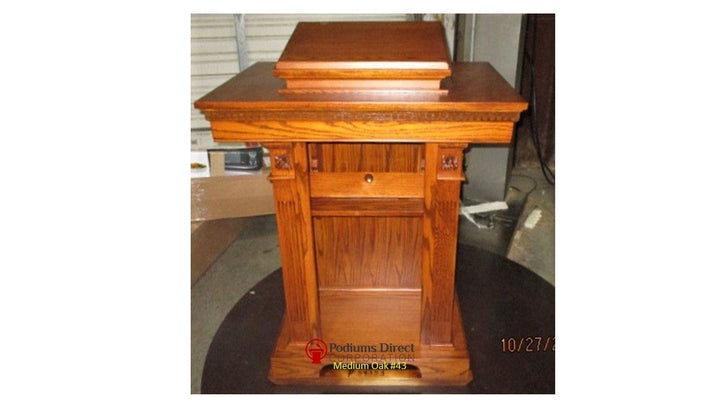 Church Wood Pulpit Pedestal NO 8201-Back View-Church Solid Wood Pulpits, Podiums and Lecterns-Podiums Direct