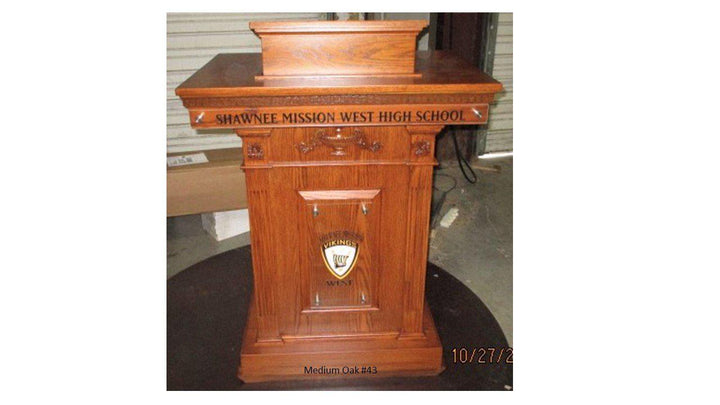 Church Wood Pulpit Pedestal NO 8201-Front View-Church Solid Wood Pulpits, Podiums and Lecterns-Podiums Direct