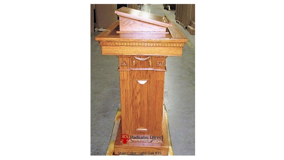 Church Wood Pulpit Pedestal NO 8201-Side View LO-Church Solid Wood Pulpits, Podiums and Lecterns-Podiums Direct