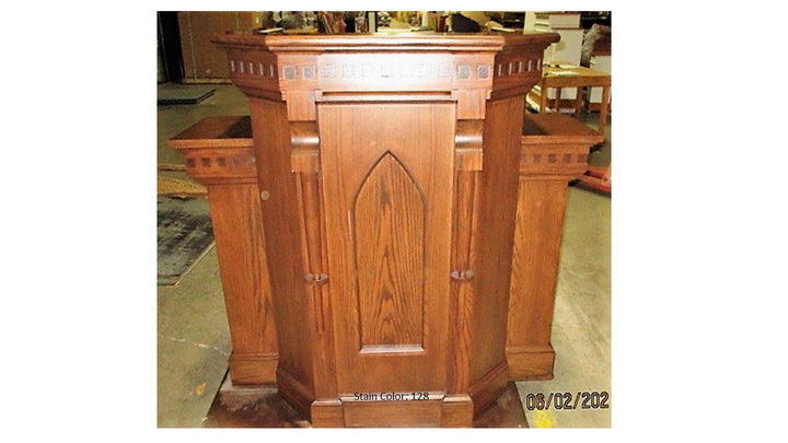 Church Wood Pulpit Wing NO 900W-Front 128-Church Solid Wood Pulpits, Podiums and Lecterns-Podiums Direct