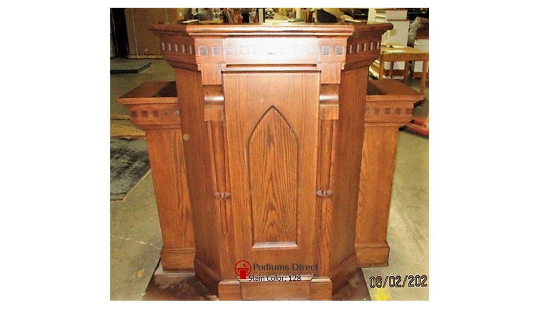 Church Wood Pulpit Wing NO 900W-Front 128-Church Solid Wood Pulpits, Podiums and Lecterns-Podiums Direct