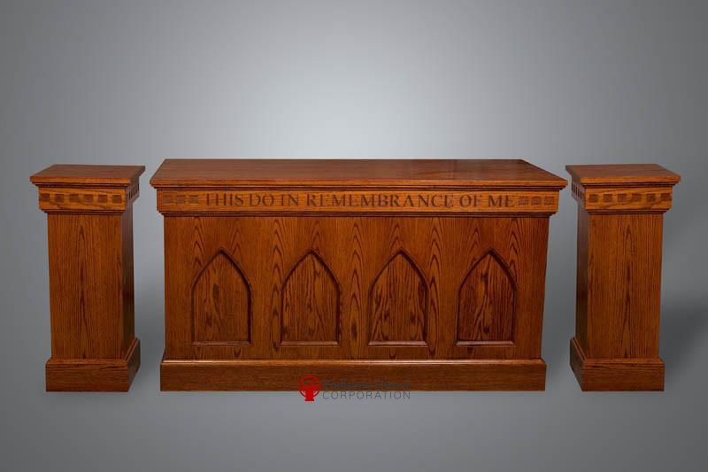 Communion Table NO 900 Closed Style-with Flower Stands-Communion Tables and Altars-Podiums Direct
