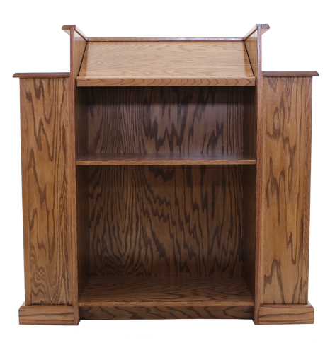 Church Wood Pulpit with Cross, Fluting and Scrollwork 900-Back-Church Solid Wood Pulpits, Podiums and Lecterns-Podiums Direct