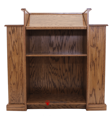 Church Wood Pulpit with Cross, Fluting and Scrollwork 900-Back-Church Solid Wood Pulpits, Podiums and Lecterns-Podiums Direct