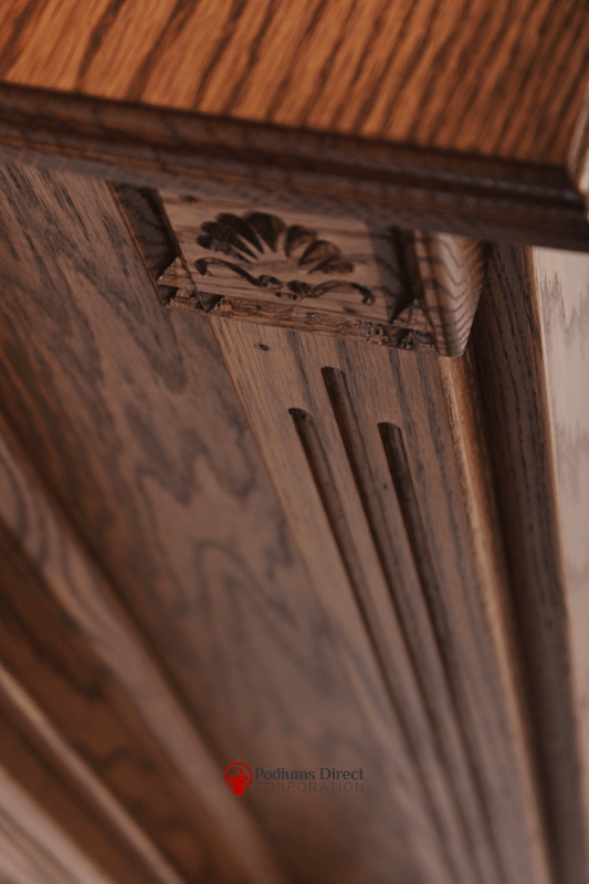 Church Wood Pulpit with Cross, Fluting and Scrollwork 900-Scroll Detail-Church Solid Wood Pulpits, Podiums and Lecterns-Podiums Direct