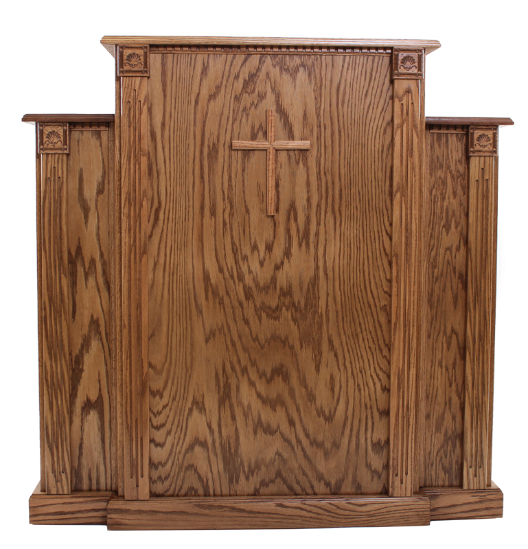 Church Wood Pulpit with Cross, Fluting and Scrollwork 900-Church Solid Wood Pulpits, Podiums and Lecterns-Podiums Direct