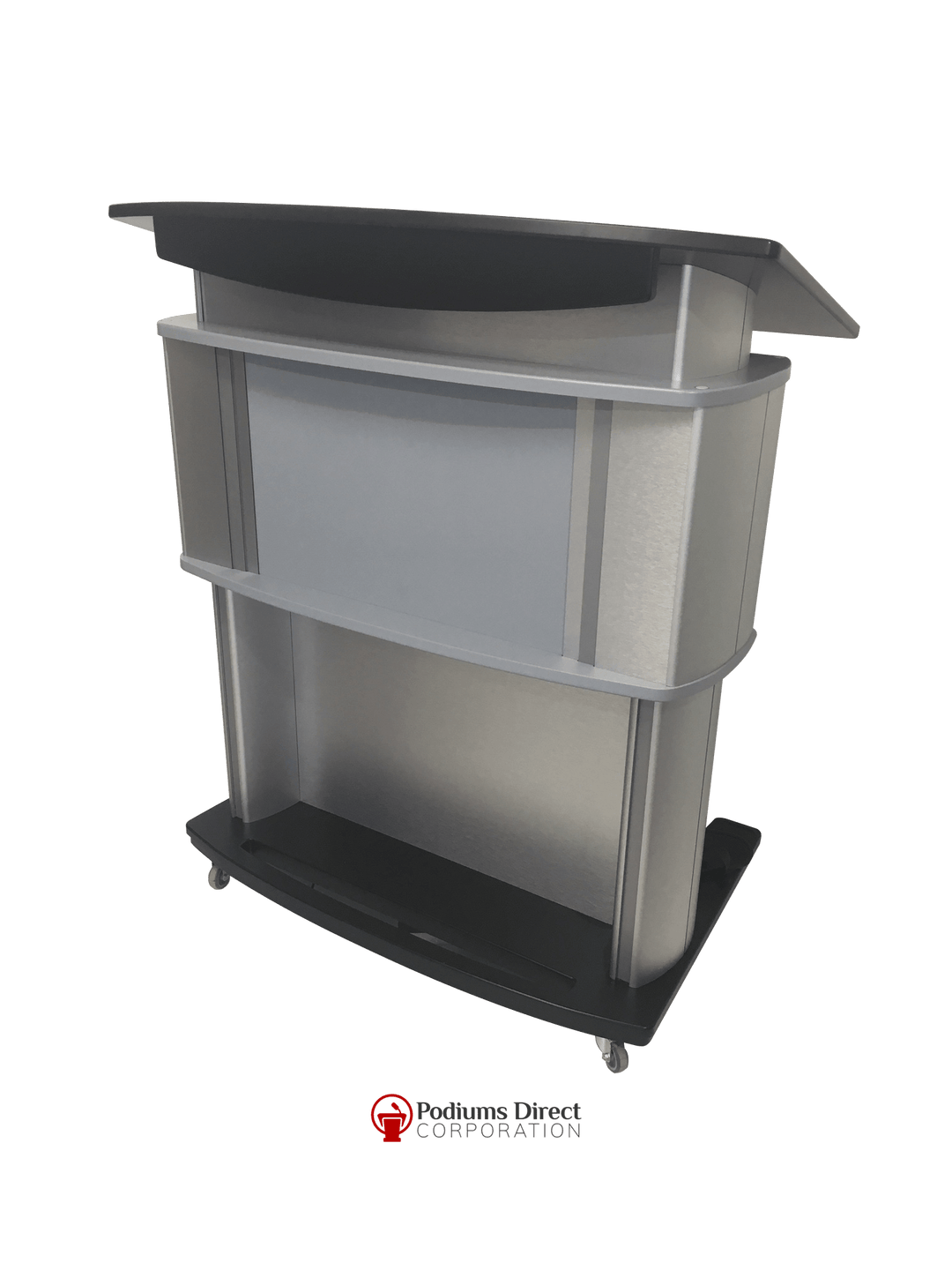 Height Adjustable Podium Aluminum Motorized Accessible Lectern-Front-Height Adjustable Pulpits, Podiums and Lecterns-Podiums Direct