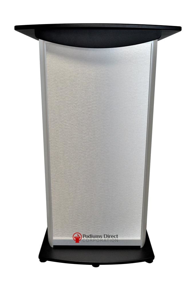 Contemporary Lectern and Podium H2 Standard Aluminum Lectern-Front Black Top and Base-Contemporary Lecterns and Podiums-Podiums Direct