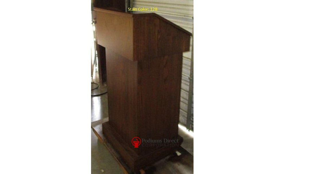 Handcrafted Solid Hardwood Lectern Conquest-Angle Stain 128-Handcrafted Solid Hardwood Pulpits, Podiums and Lecterns-Podiums Direct