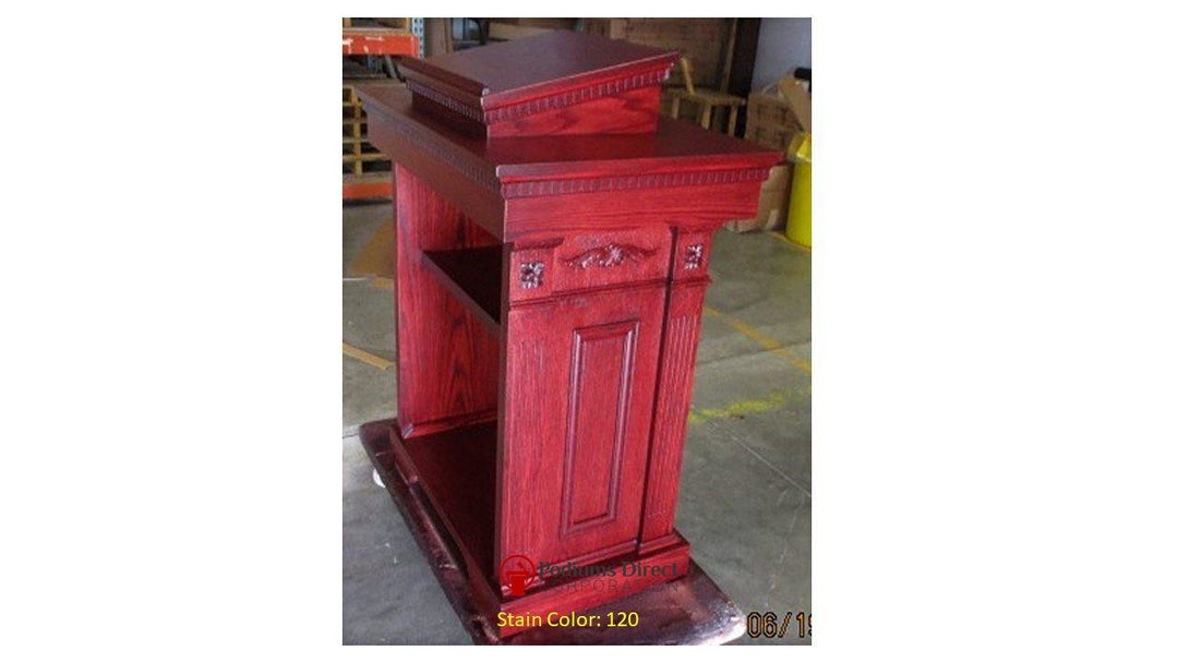 Church Wood Pulpit Tiered TSP-120-Back Side View Stain Color 120-Church Solid Wood Pulpits, Podiums and Lecterns-Podiums Direct