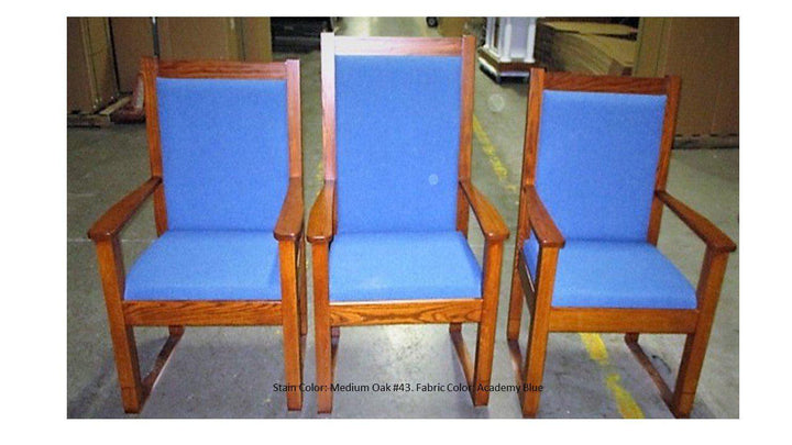 Clergy Church Chair NO 400 Series 44" Height Side Chair-Clergy Church Chairs-Medium Oak 43 Academy Blue-Podiums Direct