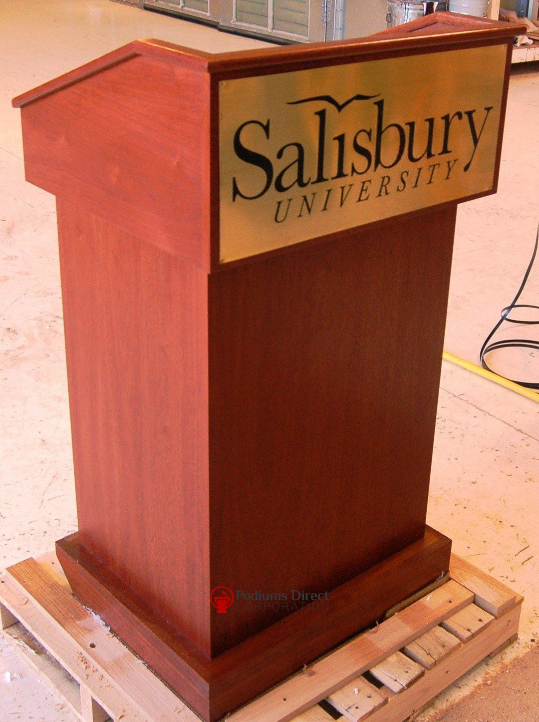 Handcrafted Solid Hardwood Lectern Conquest-With Logo-Handcrafted Solid Hardwood Pulpits, Podiums and Lecterns-Podiums Direct