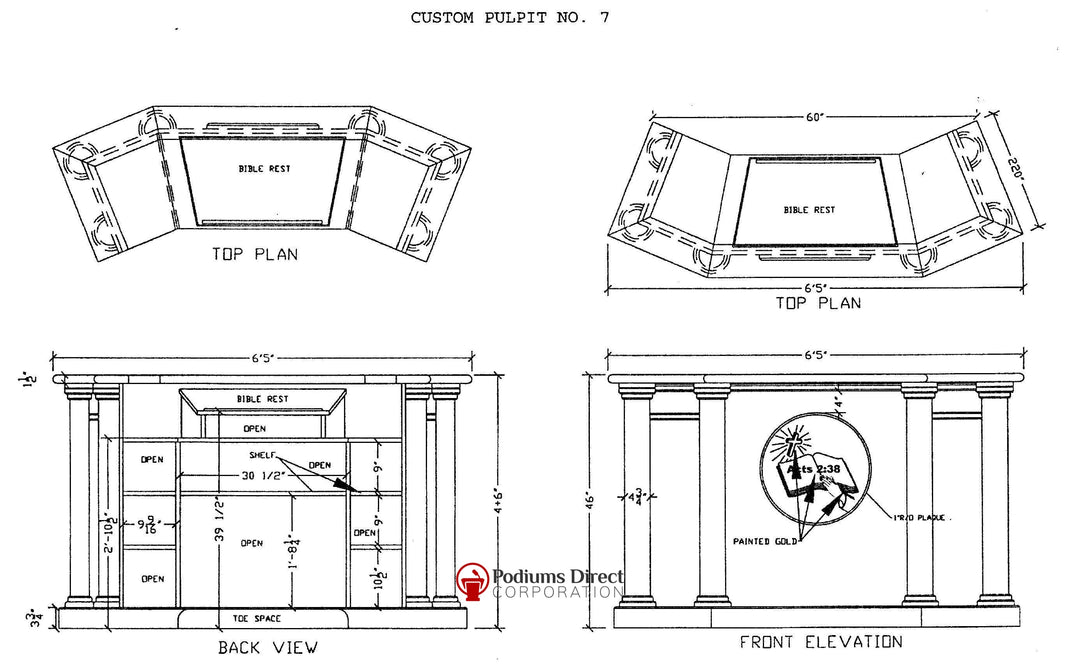 Church Wood Pulpit Custom No 7 - FREE SHIPPING!
