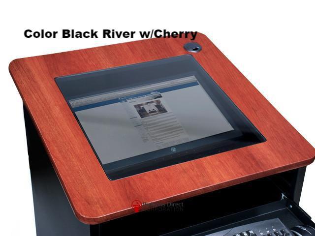 LCD Digital Display Lectern DVP2627-BB Down View Computer-Top View Details-LCD Digital Display Lecterns-Podiums Direct