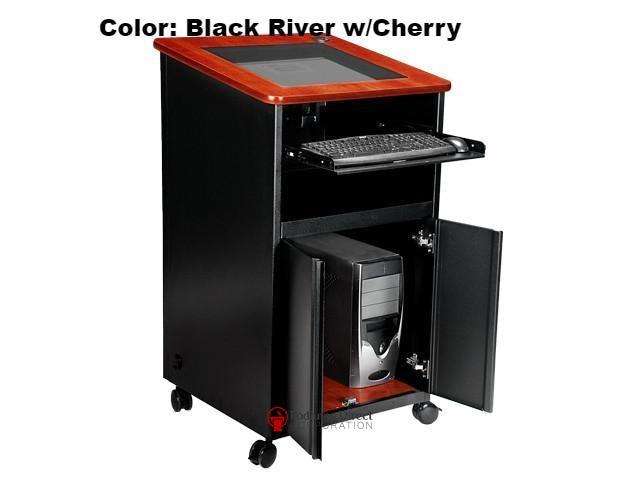 LCD Digital Display Lectern DVP2627-BB Down View Computer-Back/Inside View-LCD Digital Display Lecterns-Podiums Direct