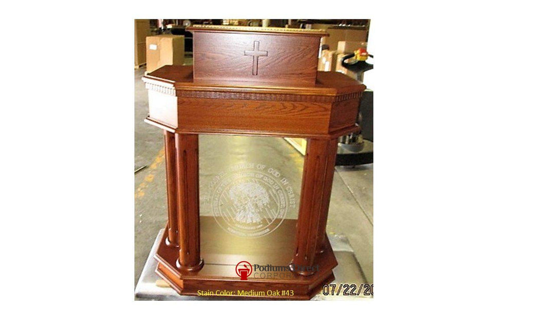 Wood with Acrylic Pulpit 830-Wood With Acrylic Pulpits, Podiums and Lecterns-Front-Podiums Direct