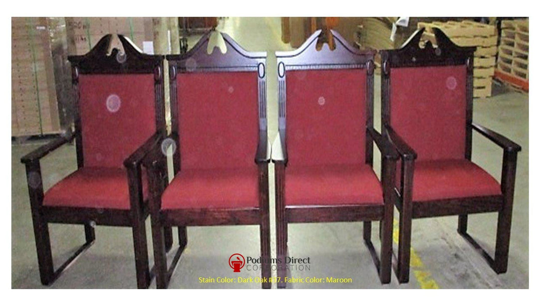 Clergy Church Chair TPC-296S/NO 8200 Series 48" Height Side Pulpit Chair-Dark Oak Maroon-Clergy Church Chairs-Podiums Direct