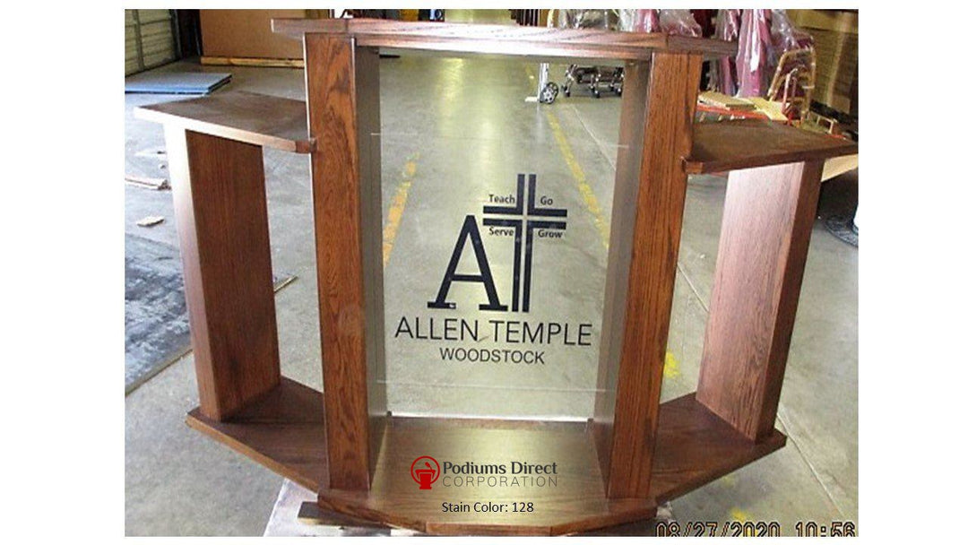 Wood with Acrylic Extra Wide Pulpit 779 Exhorter-Front-Wood With Acrylic Pulpits, Podiums and Lecterns-Podiums Direct