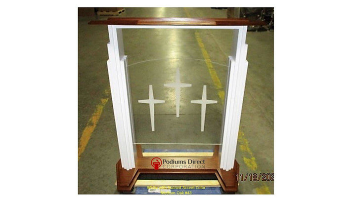 Wood with Acrylic Pulpit 701W Proclaimer-Front-Wood With Acrylic Pulpits, Podiums and Lecterns-Podiums Direct