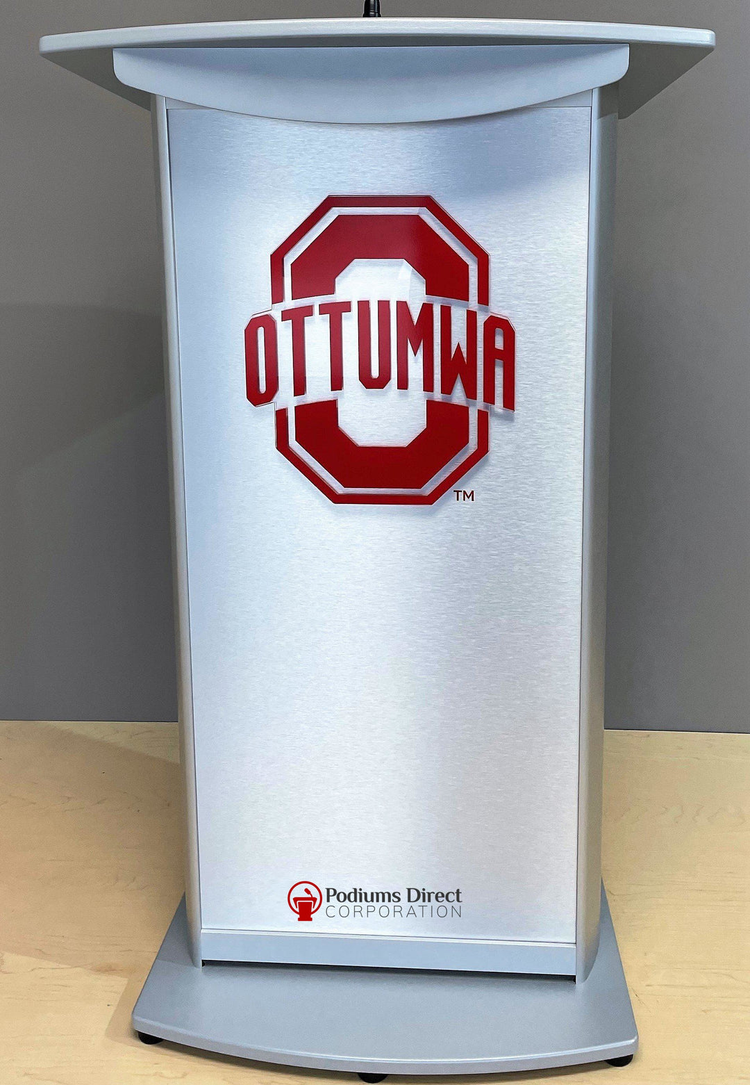 Contemporary Lectern and Podium H2 Standard Aluminum Lectern-Logo Example-Contemporary Lecterns and Podiums-Podiums Direct