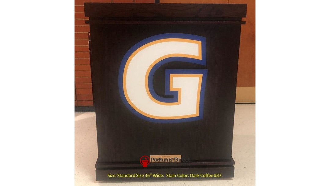 Handcrafted Solid Hardwood Lectern Heritage-36 Wide With Logo-Handcrafted Solid Hardwood Pulpits, Podiums and Lecterns-Podiums Direct