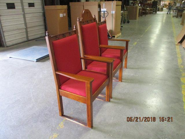 Clergy Church Chair NO 200 Series 48" Height Center Chair-Side View Chair with Optional Crown-Clergy Church Chairs-Podiums Direct