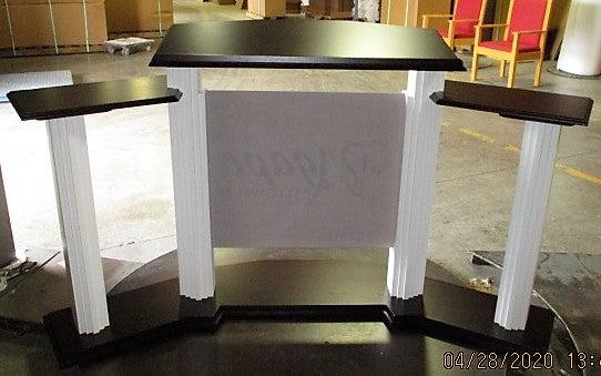 Wood with Acrylic Pulpit w/Wings 703W Proclaimer-Back View-Wood With Acrylic Pulpits, Podiums and Lecterns-Podiums Direct