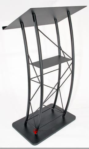 Metal Truss Lectern Curved. Color: Black-Metal Truss Podiums and Lecterns-Podiums Direct