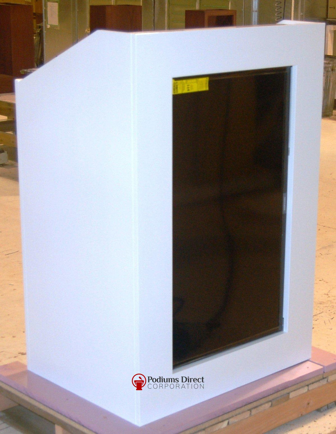 LCD Digital Display Lectern PD 4896-White-LCD Digital Display Lecterns-Podiums Direct