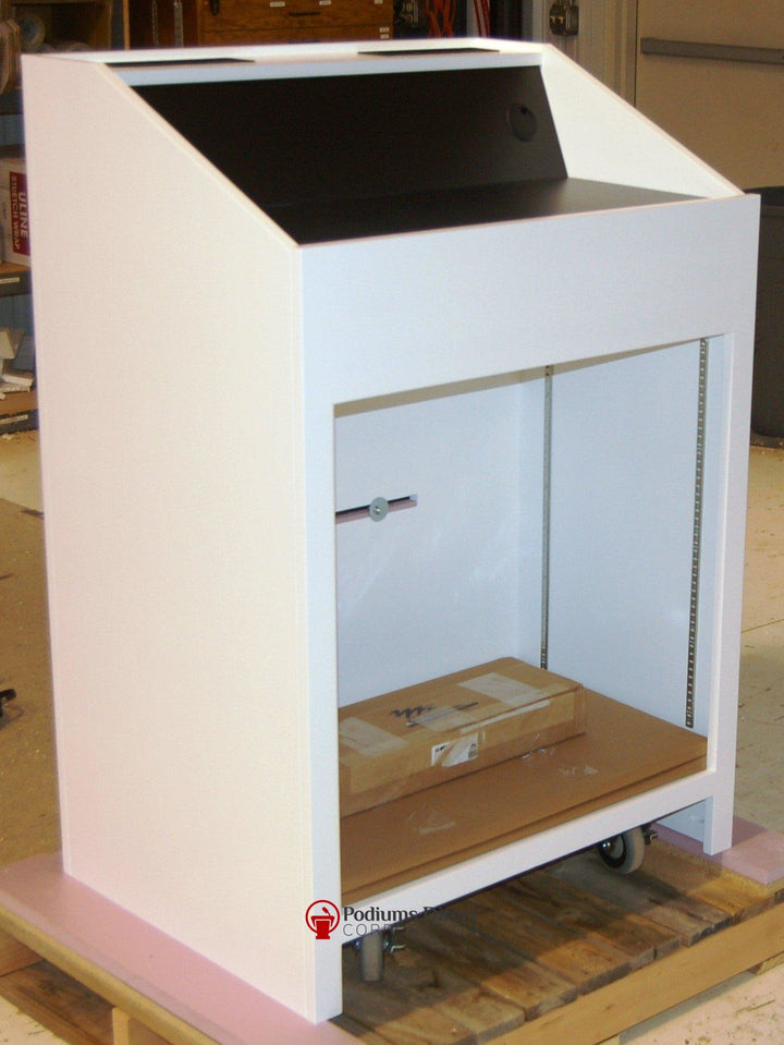 LCD Digital Display Lectern PD 4896-Back View White-LCD Digital Display Lecterns-Podiums Direct