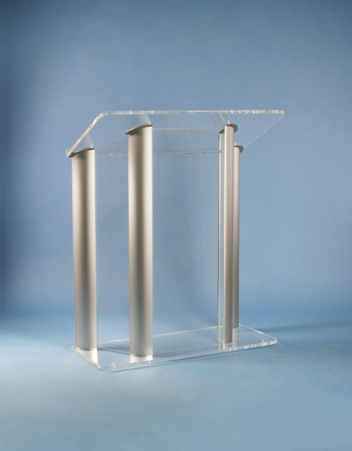Contemporary Acrylic and Aluminum Podium Large Alumacrylic-Angle View-Contemporary Acrylic and Aluminum Podiums-Podiums Direct