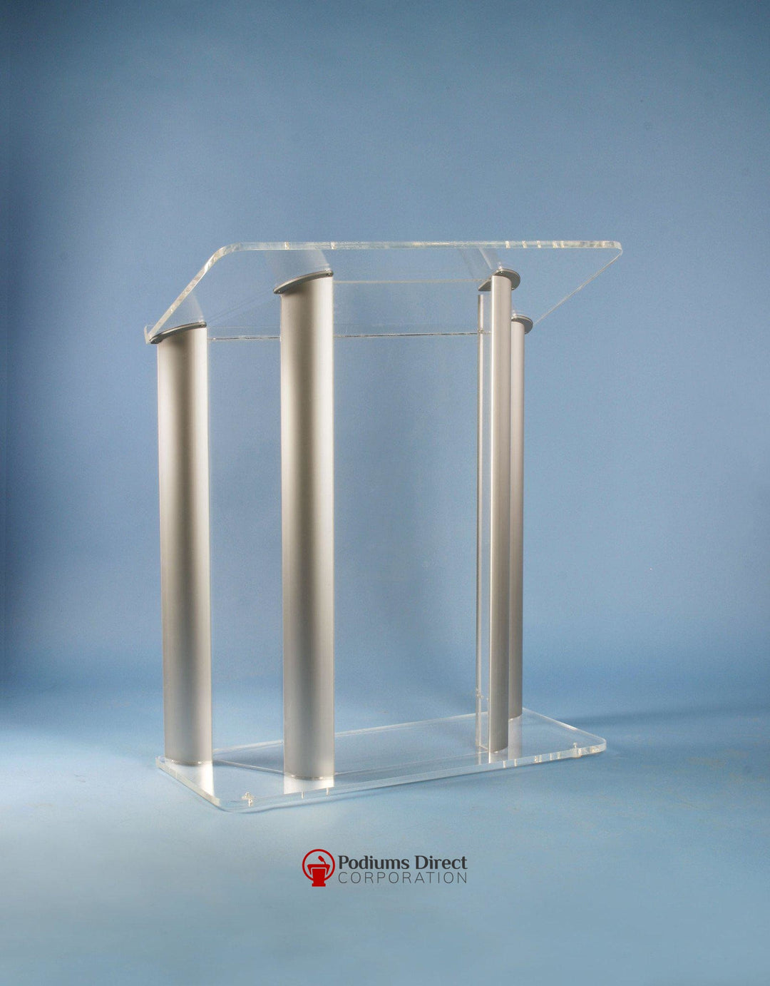 Contemporary Acrylic and Aluminum Podium Large Alumacrylic-Angle View-Contemporary Acrylic and Aluminum Podiums-Podiums Direct