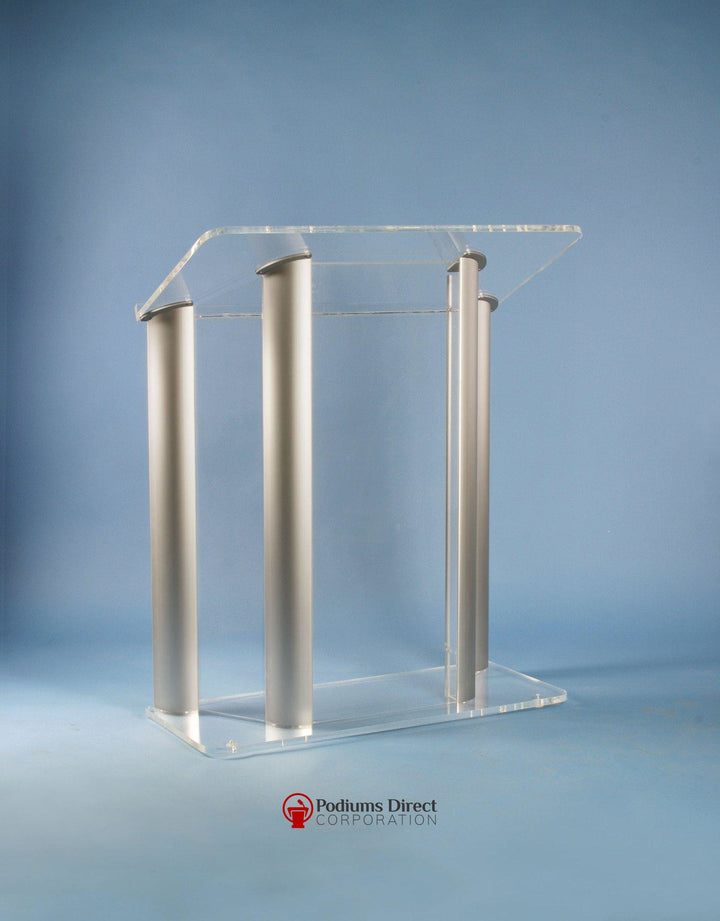 Contemporary Acrylic and Aluminum Podium Large Alumacrylic-Angle View-Contemporary Acrylic and Aluminum Podiums-Podiums Direct