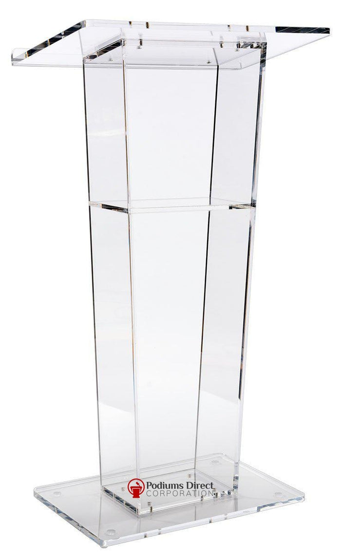 Acrylic Lectern Clear with Open Back and Shelf
