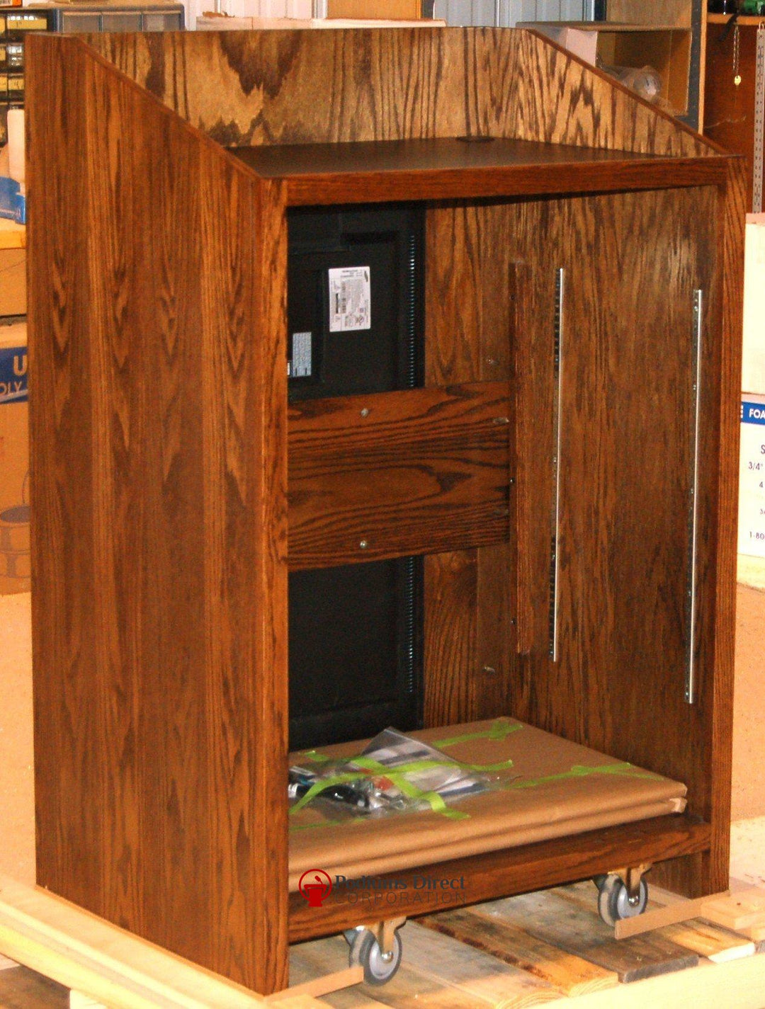 LCD Digital Display Lectern PD 4896-Back View-LCD Digital Display Lecterns-Podiums Direct