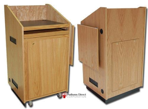 Multimedia Lectern Authority-Showing Side Tray-Multimedia Podiums and Lecterns-Podiums Direct
