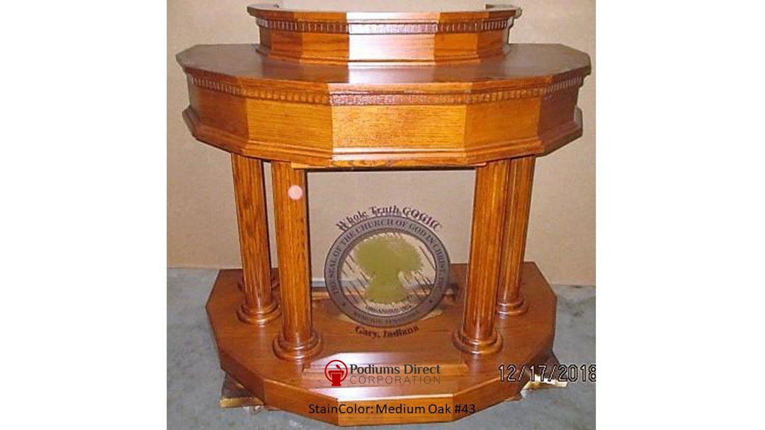 Wood with Acrylic Pulpit Custom No. 5-Medium Oak 43-Wood With Acrylic Pulpits, Podiums and Lecterns-Podiums Direct