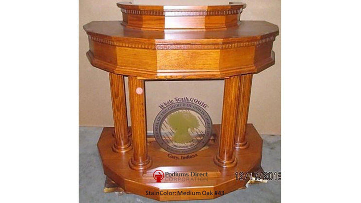 Wood with Acrylic Pulpit Custom No. 5-Medium Oak 43-Wood With Acrylic Pulpits, Podiums and Lecterns-Podiums Direct