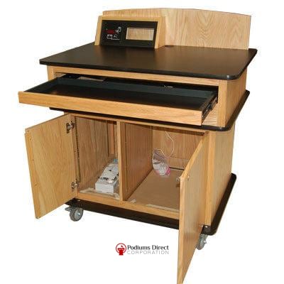 Handcrafted Solid Hardwood Lectern Fortress-Back View-Multimedia Podiums and Lecterns-Podiums Direct