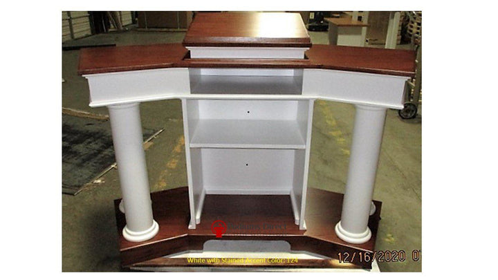 Church Wood Pulpit Custom No. 810-Back White with 124-Church Solid Wood Pulpits, Podiums and Lecterns-Podiums Direct