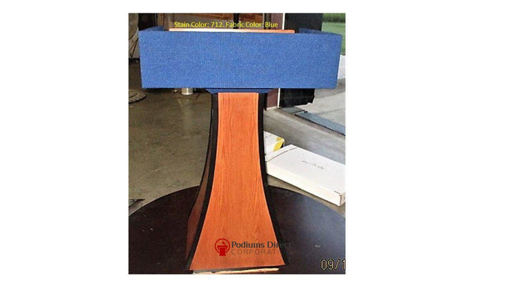 Handcrafted Solid Hardwood Lectern PD Presidential Non-Sound-Front Stain 712  Blue Fabric-Handcrafted Solid Hardwood Pulpits, Podiums and Lecterns-Podiums Direct