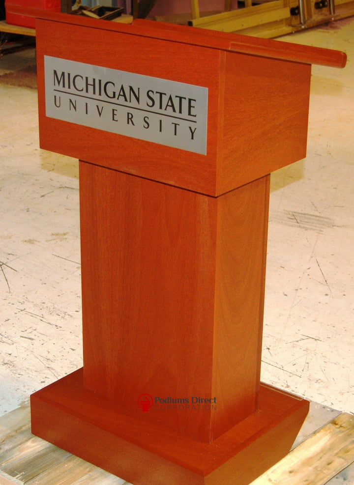 Handcrafted Solid Hardwood Lectern Royal-With Logo-Handcrafted Solid Hardwood Pulpits, Podiums and Lecterns-Podiums Direct