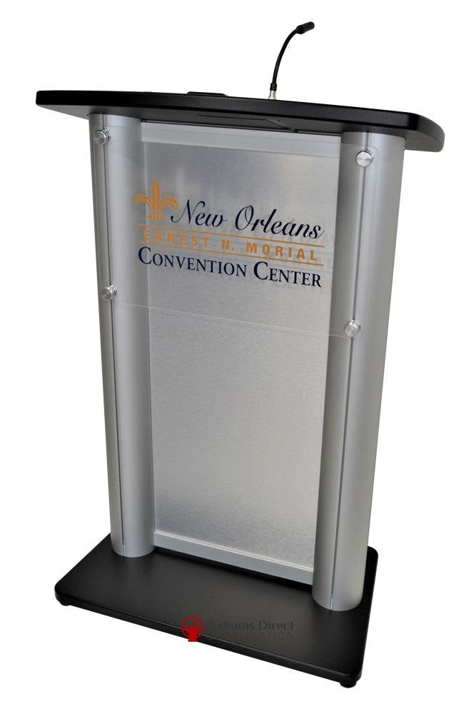 Contemporary Lectern and Podium CS2 Aluminum Lectern-Front with Logo Backing-Contemporary Lecterns and Podiums-Podiums Direct