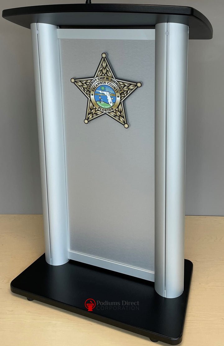 Contemporary Lectern and Podium CS2 Aluminum Lectern-Example of 3D Logo-Contemporary Lecterns and Podiums-Podiums Direct