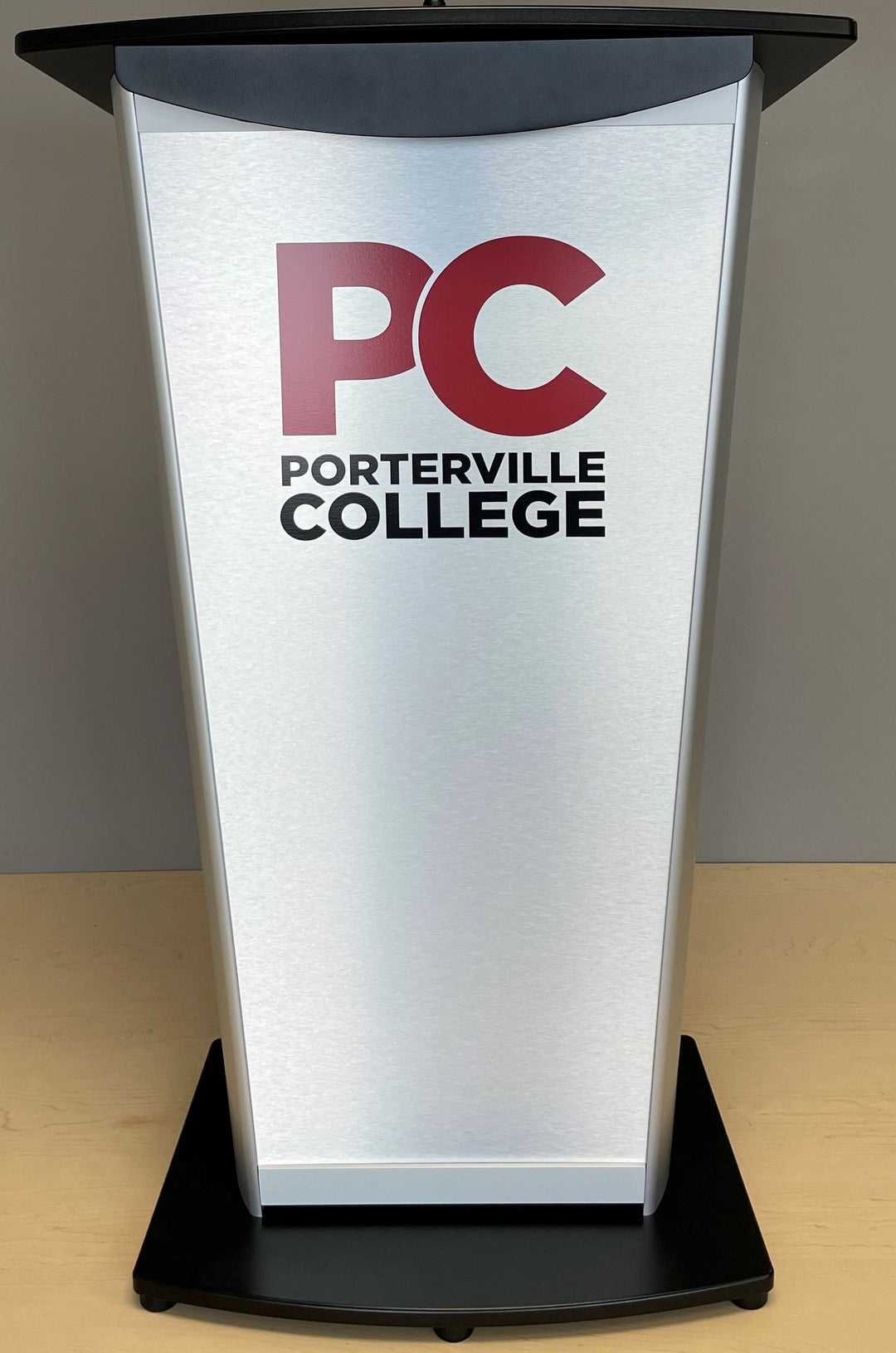Contemporary Lecterns and Podium VH1 Standard Aluminum Lectern-Logo on Front Panel-Contemporary Lecterns and Podiums-Podiums Direct