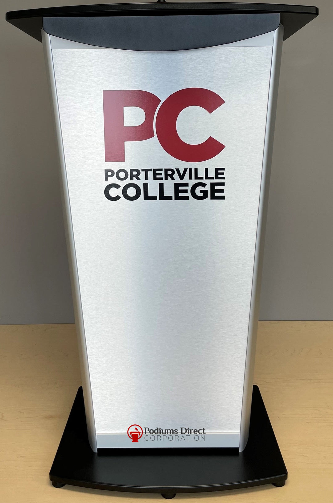 Contemporary Lecterns and Podium VH1 Standard Aluminum Lectern-Logo on Front Panel-Contemporary Lecterns and Podiums-Podiums Direct